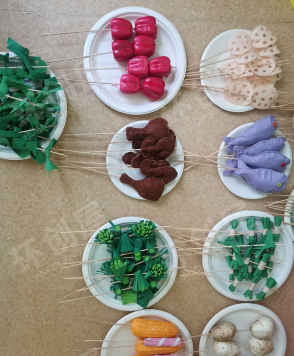 幼儿园角色游戏烧烤区手工食材图片