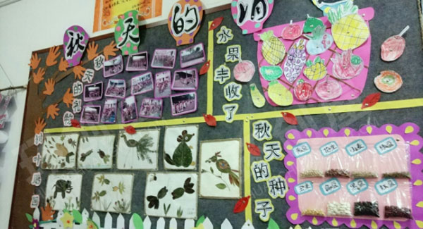 幼儿园秋天的消息主题墙图片