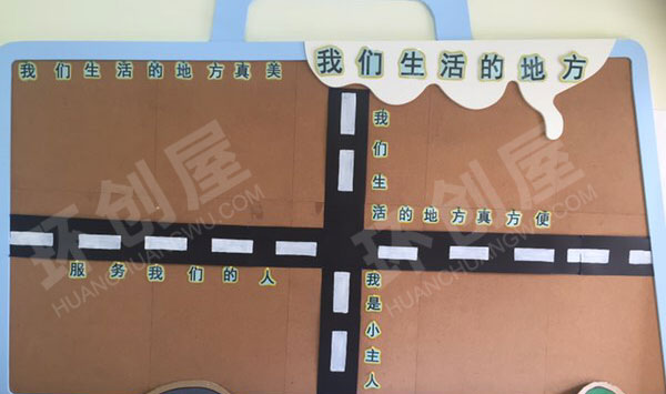 幼儿园我们生活的地方主题墙图片