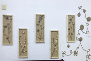 幼儿园树枝果壳粘贴画面布置图片3张