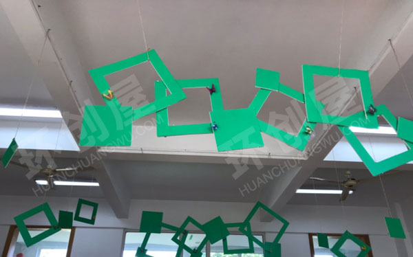 幼儿园绿色几何体吊饰图片