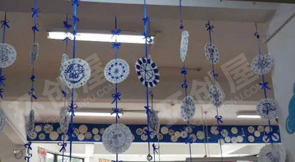 幼儿园手工青花瓷吊饰图片