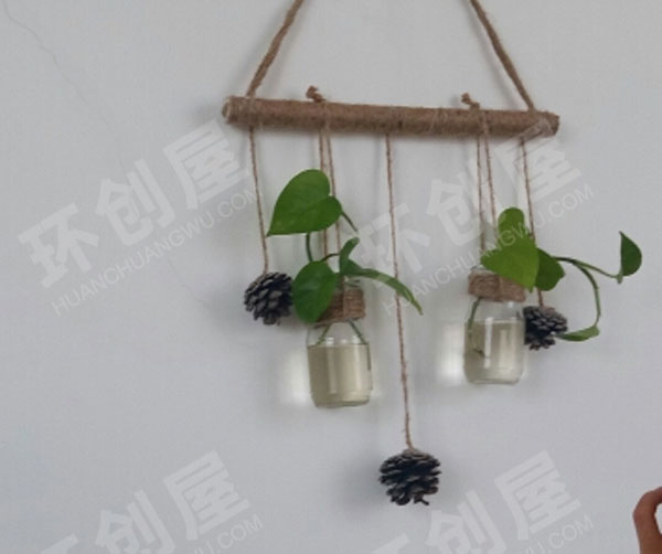 幼儿园麻绳编织小瓶小清新挂饰图片