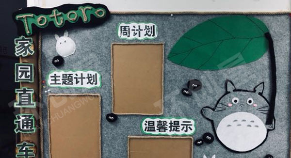 幼儿园小清新色彩龙猫主题家园联系栏图片
