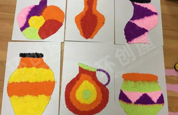 幼儿园和纸做游戏作品展示图片