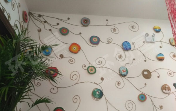 幼儿园麻绳木片水彩画作品展示图片