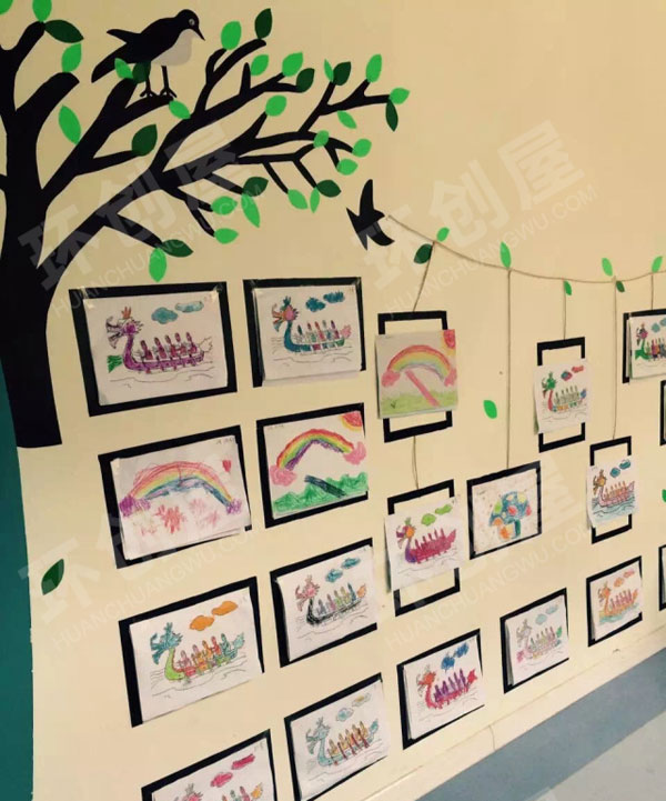 幼儿园端午节龙舟作品墙图片