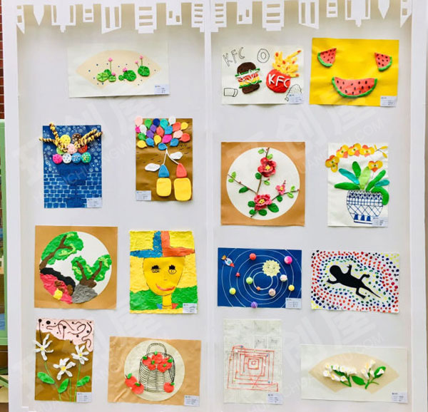 幼儿园元旦户外活动美术作品展图片
