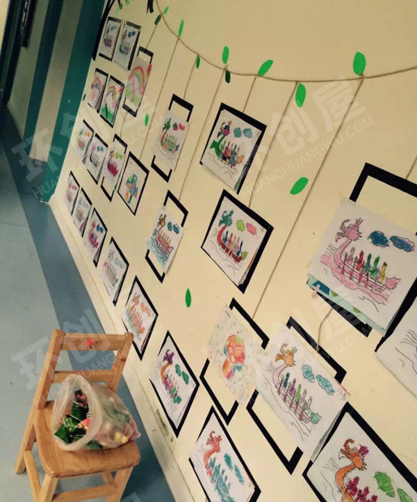 幼儿园端午节龙舟作品墙图片