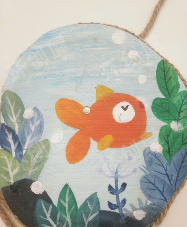 幼儿园麻绳木片水彩画作品展示图片