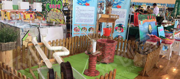 幼儿园科学区自制教玩具大型取水主题图片