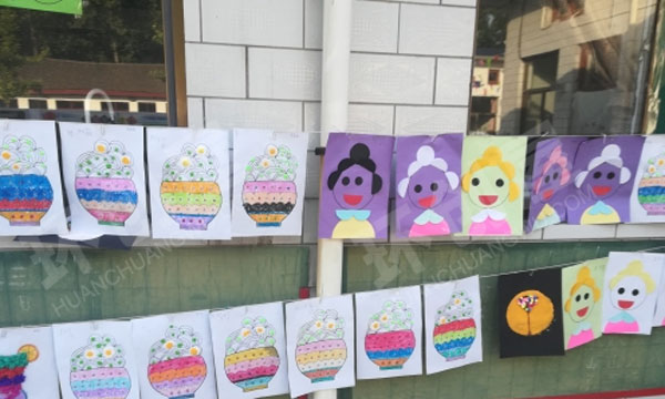 幼儿园户外自制玩具和作品展示图片