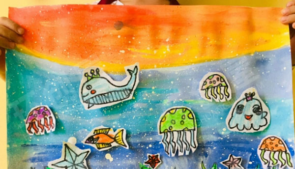 幼儿园美工区五彩缤纷的创意美术画图片
