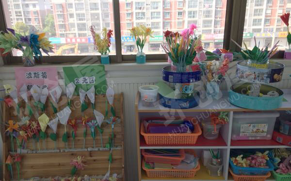 幼儿园角色游戏废物利用阳光花店图片