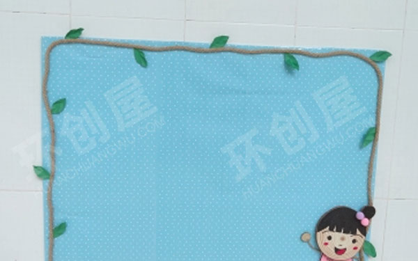 幼儿园外墙边框卡通小人麻绳墙面布置图片