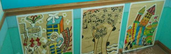 幼儿园走廊楼梯处儿童创意画图片