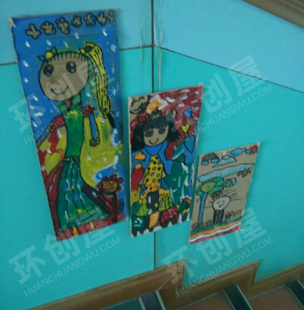 幼儿园走廊楼梯处儿童创意画图片