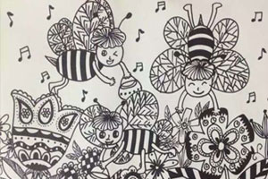 幼儿园环创线描画作品展示图片8张
