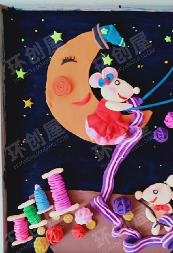 幼儿园黏土卡通好看手工作品展示图片