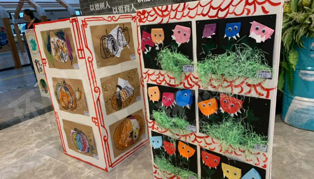 幼儿园户外儿童画美术展图片