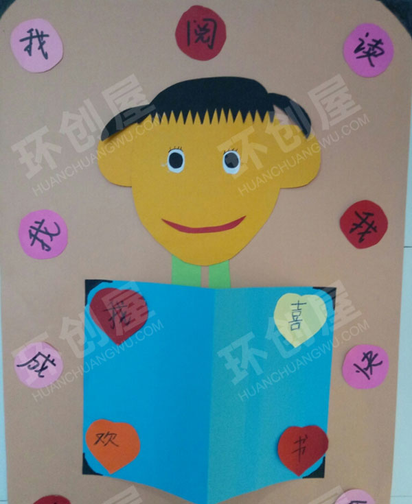 幼儿园阅读区我阅读我快乐墙面图片