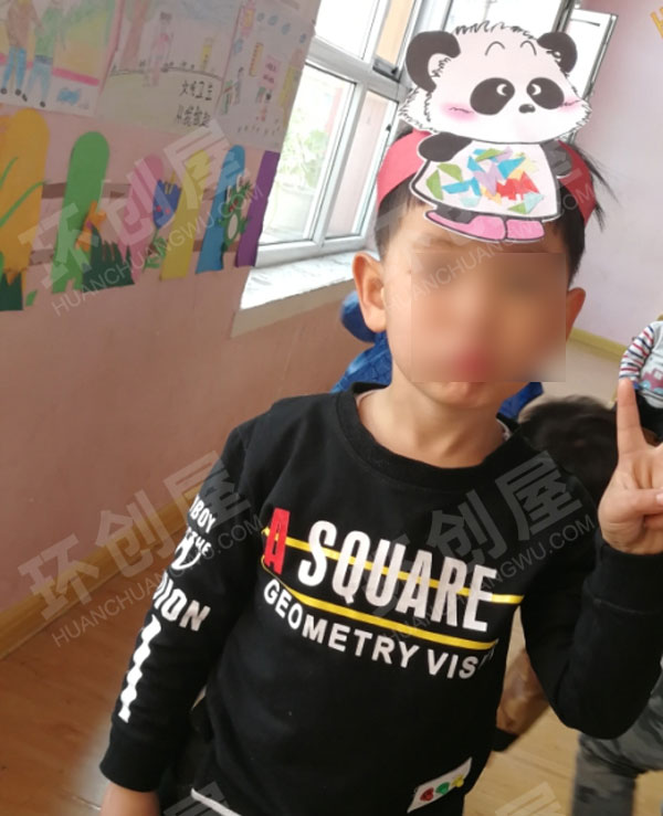 幼儿园表演区国宝熊猫面罩图片