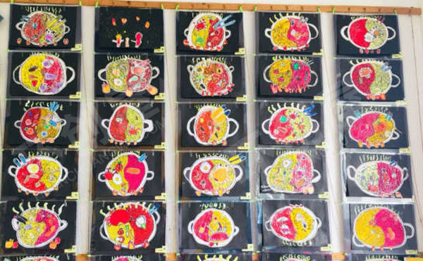 幼儿园墙面布置儿童手工火锅图片