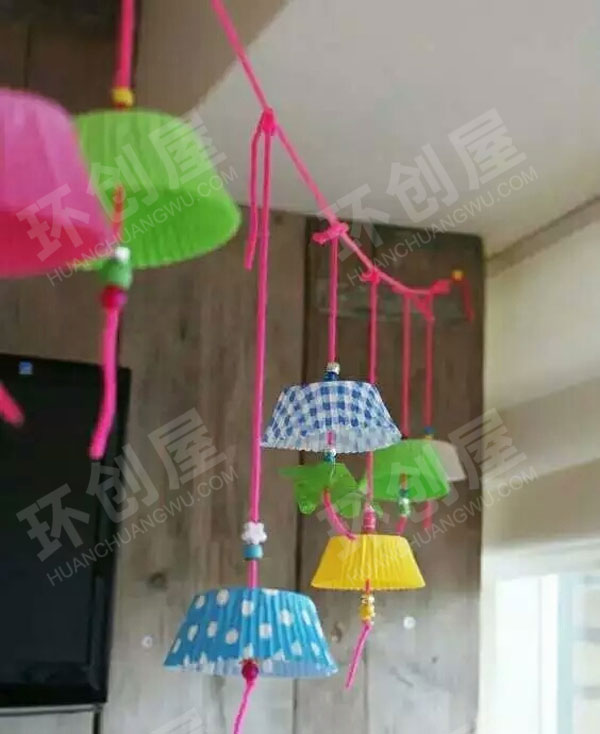 幼儿园各种美工材料制作吊饰图片