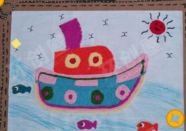 幼儿园手工毛线作品画挂饰图片