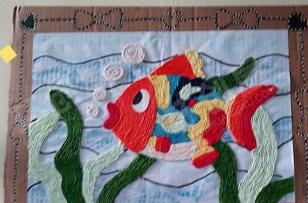幼儿园手工毛线作品画挂饰图片