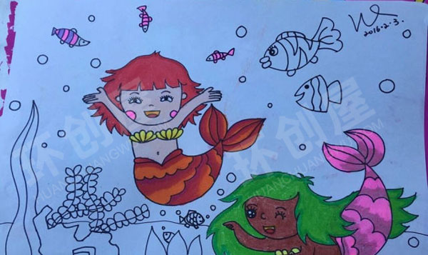 幼儿园儿童画线描画作品展示图片