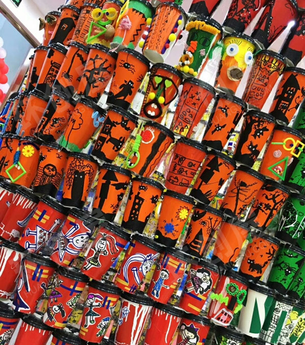幼儿园废物利用杯子画作品展示图片
