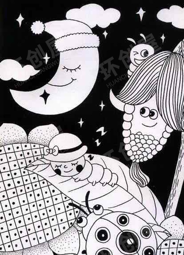 幼儿园儿童画线描画作品展示图片