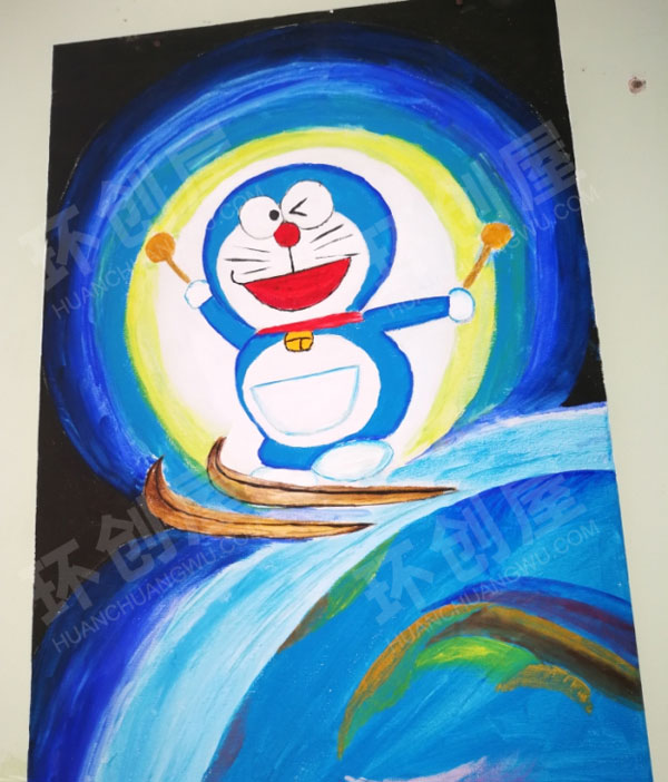 幼儿园户外废物利用墙面卡通动物创意画作图片