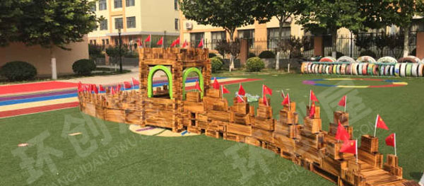 幼儿园建构区创意搭建长城长图片