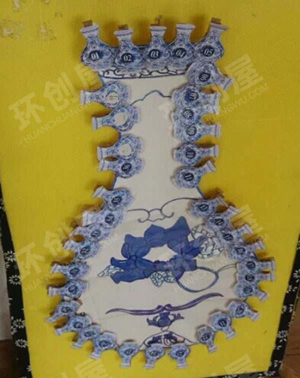 幼儿园美工区青花瓷主题环创图片