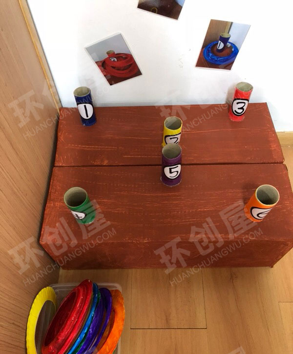 幼儿园科学区自制颜色套圈图片