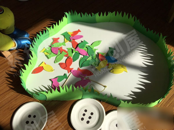 幼儿园益智区自制小猫钓鱼学具图片