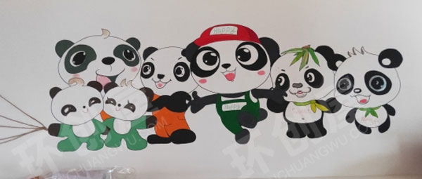 幼儿园萌萌的国宝可爱风墙面布置图片