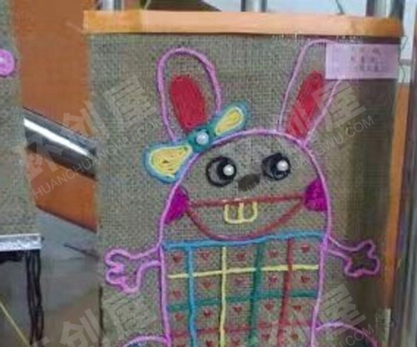 幼儿园油画棒麻布挂画图片