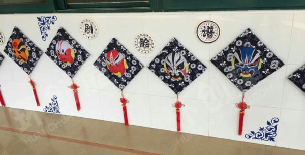 幼儿园废物利用中国风走廊墙面装饰图片