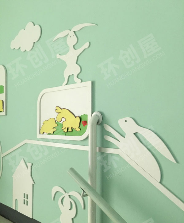 幼儿园走廊楼梯间墙面卡通动物图片