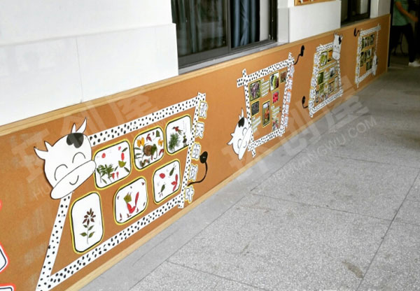 幼儿园走廊墙面奶牛牧场装饰图片