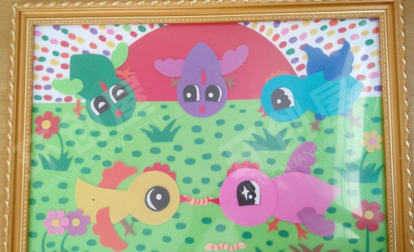 幼儿园手工作品海绵纸剪贴作品展示图片