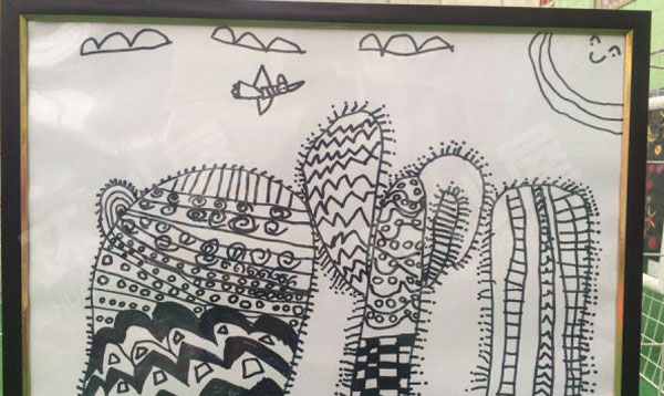 幼儿园毕业季线描装饰画作品展示图片