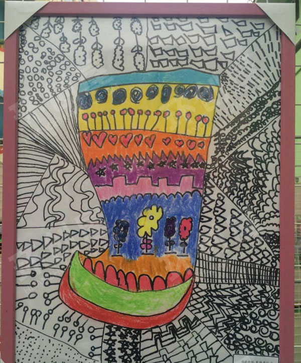 幼儿园毕业季线描装饰画作品展示图片
