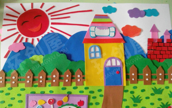 幼儿园手工作品海绵纸剪贴作品展示图片
