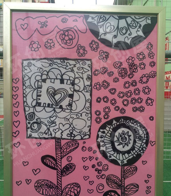 幼儿园毕业季线描装饰画作品展示图片