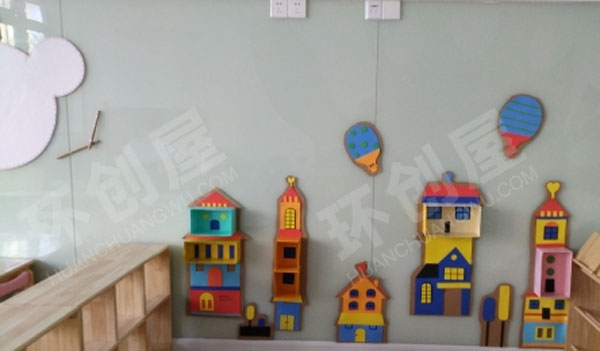 幼儿园建构区墙面立体楼房图片