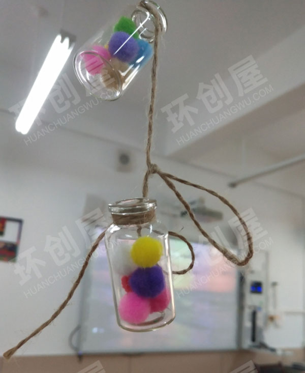幼儿园鱼线麻绳玻璃瓶手工挂饰图片
